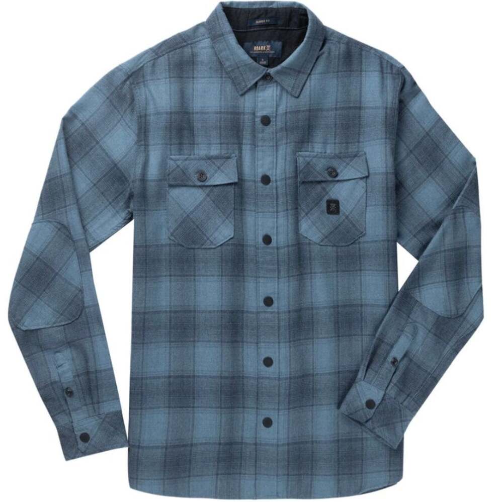 Roark Nordsman Light Long Sleeve Button Up Shirt Pocket Flannel Plaid Blue XL